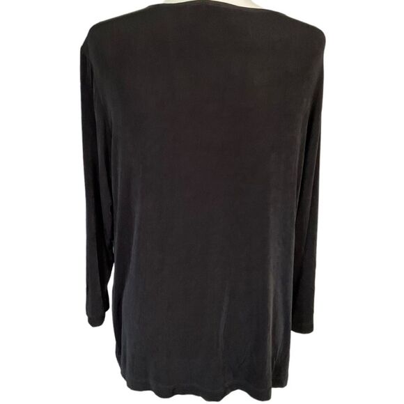 Chico’s Travelers Collection Long Sleeve Black Brown Layered Top Size 3= XL - Picture 4 of 15